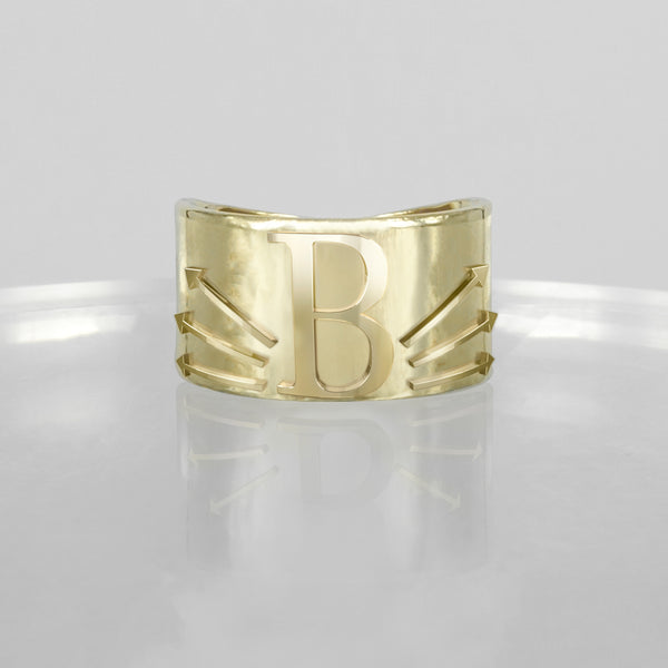 SOLID GOLD INITIAL B SIGNET RING