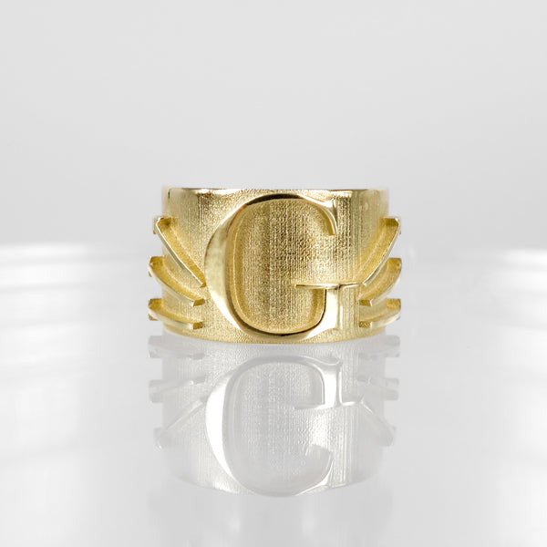 SOLID GOLD INITIAL G SIGNET RING