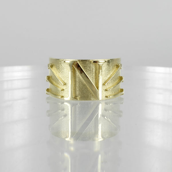 SOLID GOLD INITIAL N SIGNET RING