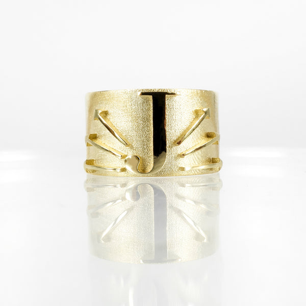 SOLID GOLD INITIAL J SIGNET RING