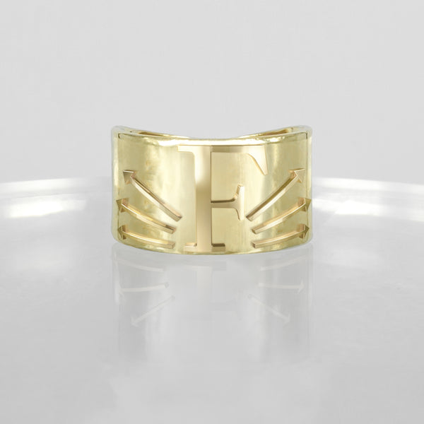 SOLID GOLD INITIAL F SIGNET RING