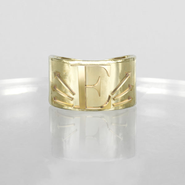 SOLID GOLD INITIAL E SIGNET RING