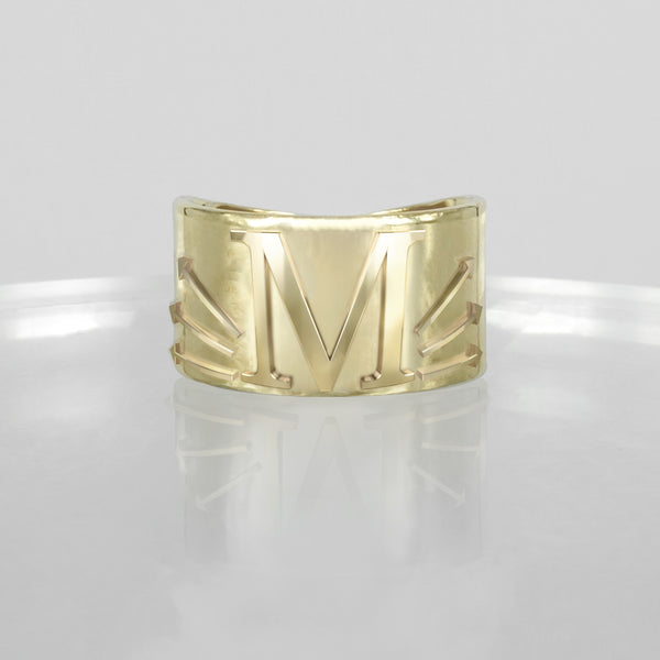 SOLID GOLD INITIAL M SIGNET RING