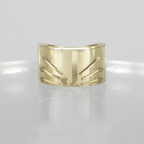 SOLID GOLD INITIAL J SIGNET RING