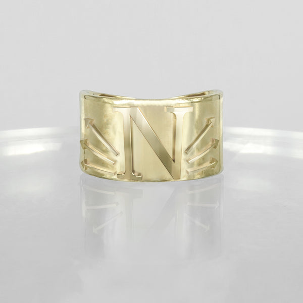 SOLID GOLD INITIAL N SIGNET RING