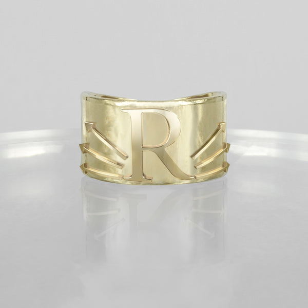 SOLID GOLD INITIAL R SIGNET RING
