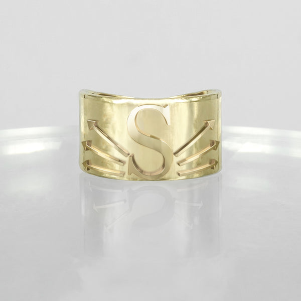 SOLID GOLD INITIAL S SIGNET RING