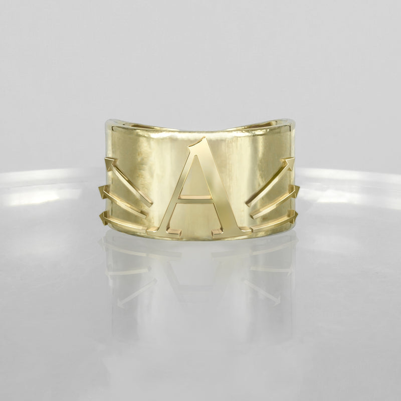 SOLID GOLD INITIAL A SIGNET RING