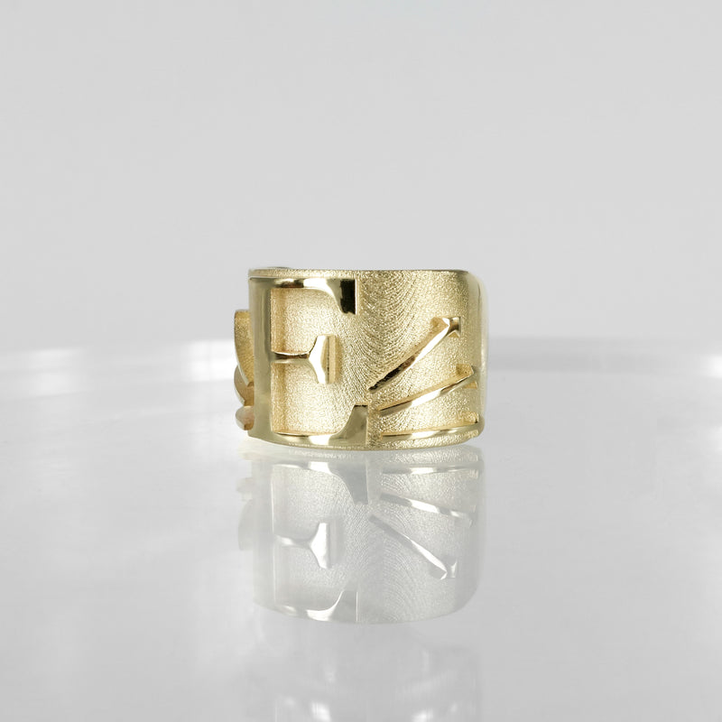 SOLID GOLD INITIAL E SIGNET RING