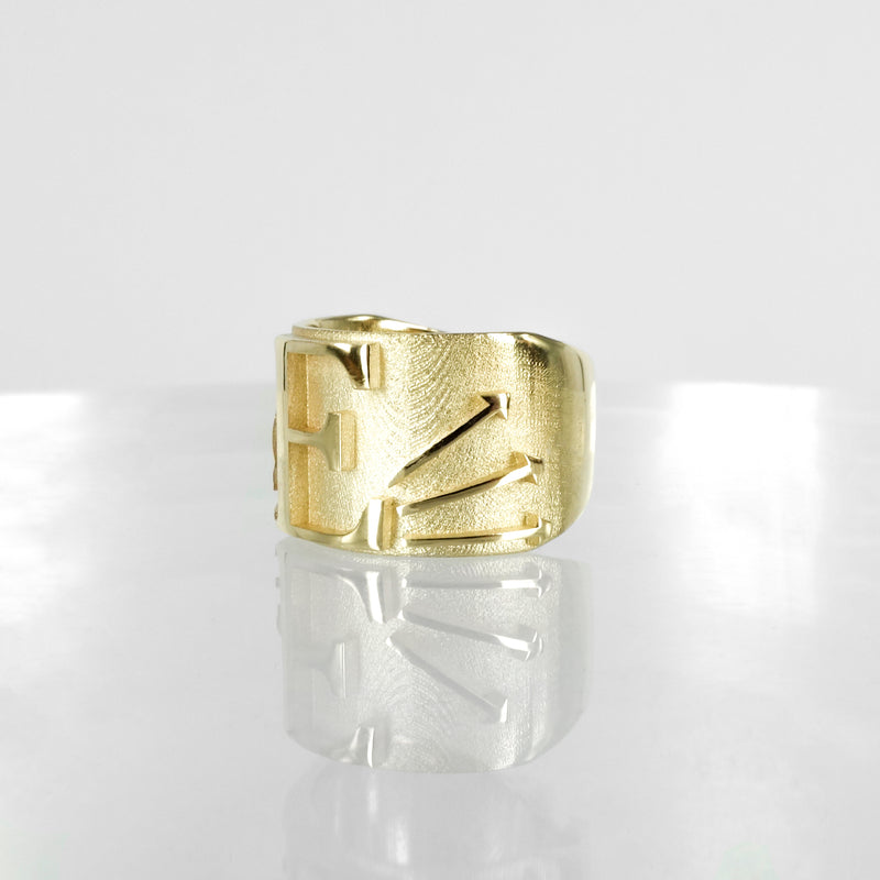 SOLID GOLD INITIAL E SIGNET RING