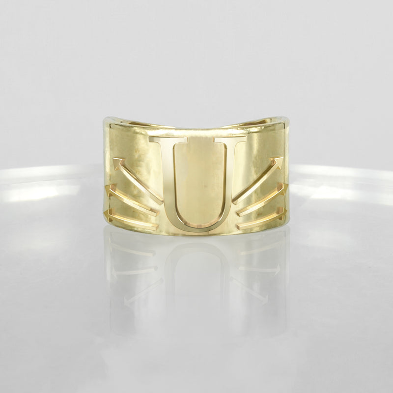 SOLID GOLD INITIAL U SIGNET RING