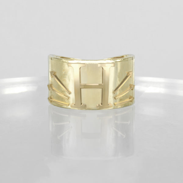 SOLID GOLD INITIAL H SIGNET RING