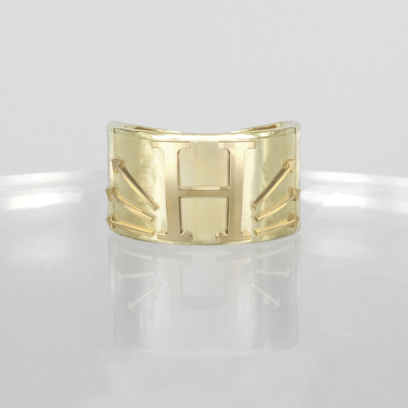 SOLID GOLD INITIAL H SIGNET RING