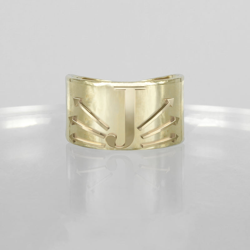 SOLID GOLD INITIAL J SIGNET RING