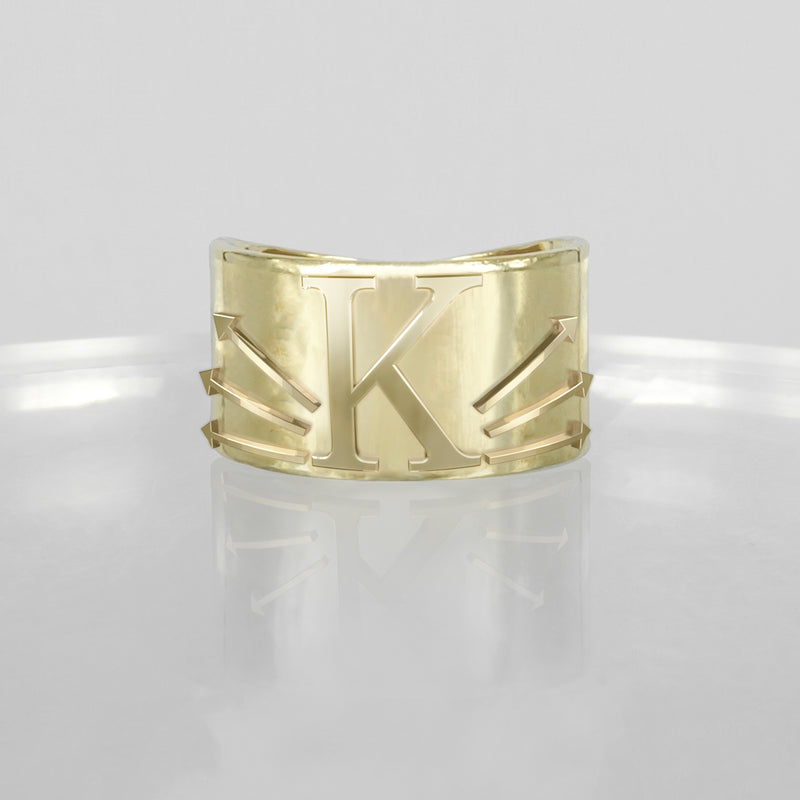 SOLID GOLD INITIAL K SIGNET RING