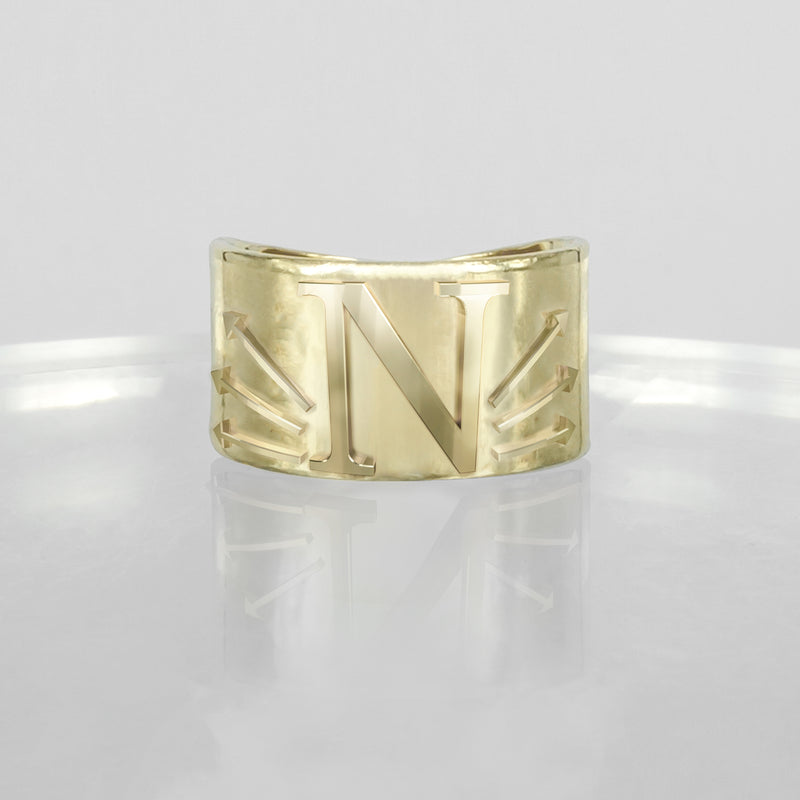 SOLID GOLD INITIAL N SIGNET RING