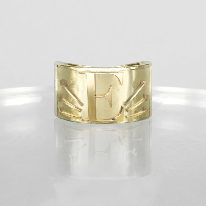 SOLID GOLD INITIAL E SIGNET RING