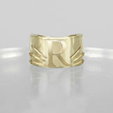 SOLID GOLD INITIAL R SIGNET RING