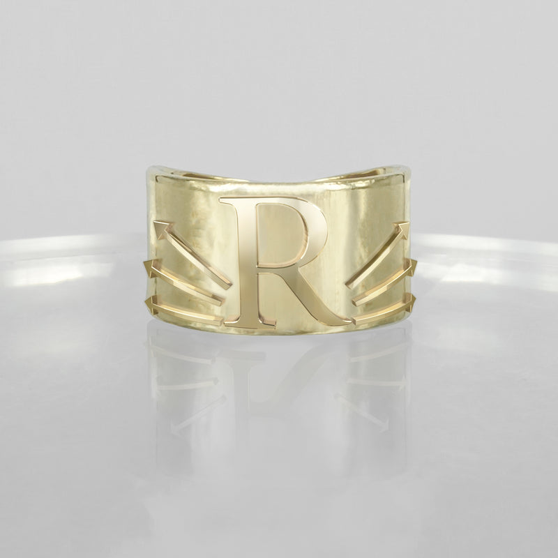 SOLID GOLD INITIAL R SIGNET RING